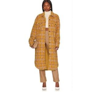 Good American Long Plaid Sherpa Shacket size 7/8= 4XL